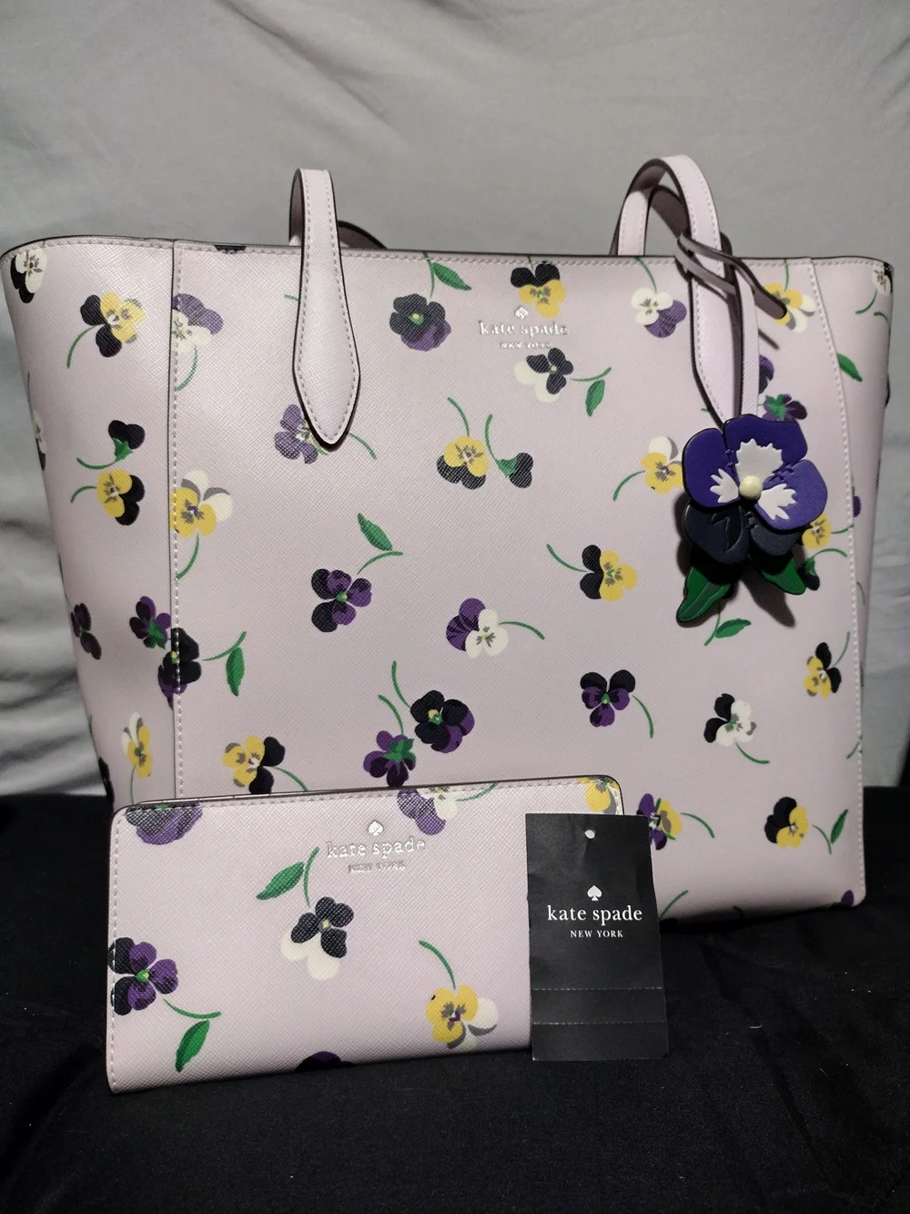 kate spade Lavender Pansy Floral Tote Bag With Matching Wallet